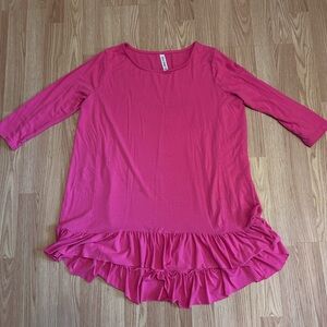 Zenana Outfitters Fuchsia Ruffle Hem Tunic
